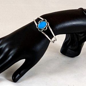 Vintage Sourthwestern Handmade Sterling Turquoise Cuff Bracelet